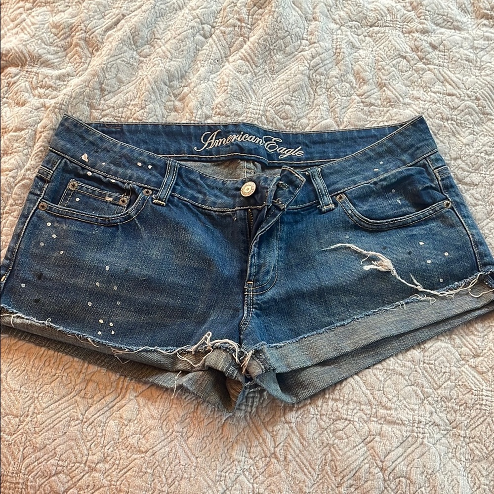 American Eagle Outfitters Blue Jean Shorts Distressed Style